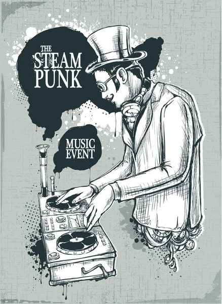 Affiche musicale Steampunk — Image vectorielle