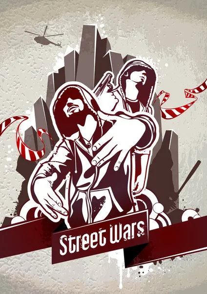 Grungy affisch med två gangsters — Stock vektor