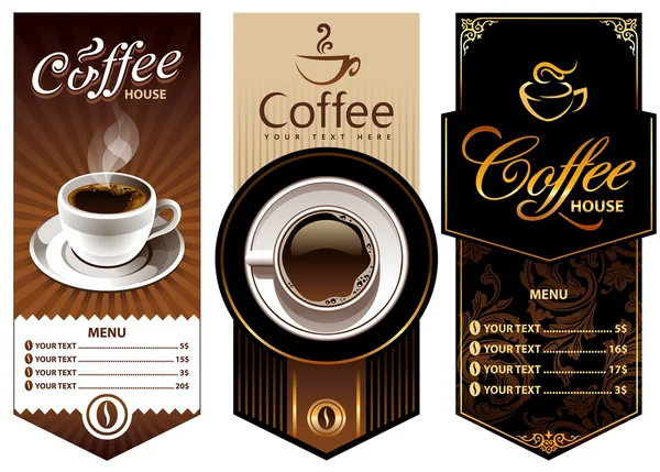 Tres plantillas de diseño de café — Vector de stock