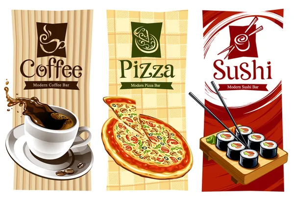 Sjabloon ontwerpen van voedsel banners — Stockvector