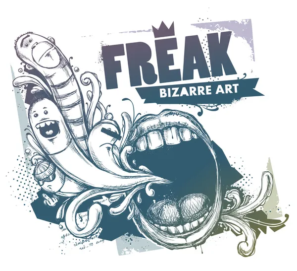 Modern sketchy style image of mouth and freaks — Wektor stockowy