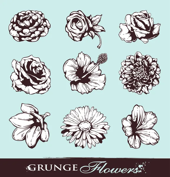 Conjunto de flores gruesas — Archivo Imágenes Vectoriales