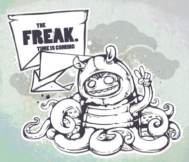 Hand drawn freak on the wall textured background clipart