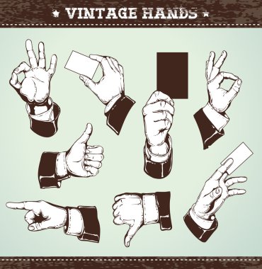 Set of vintage hands clipart
