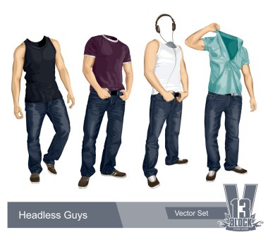 Set of headless guys clipart