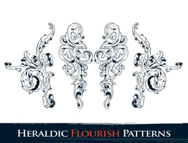 Set of heraldic flourish patterns clipart