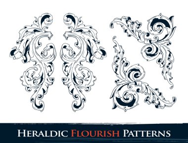 Set of heraldic flourish patterns clipart