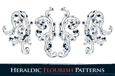 Set of heraldic flourish patterns clipart