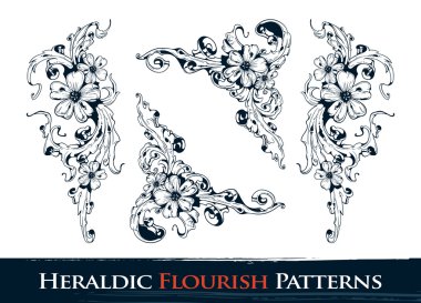 Set of heraldic flourish patterns clipart