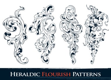 Set of heraldic flourish patterns clipart