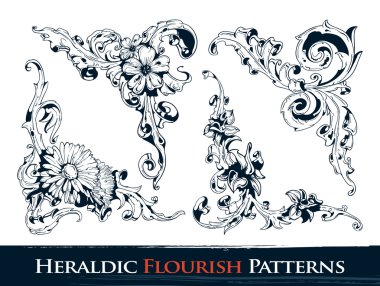 Set of heraldic flourish patterns clipart