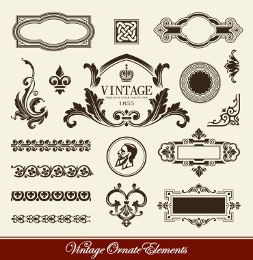 Vector set of calligraphic design elements clipart