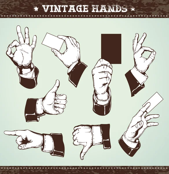 Набор винтажных рук — стоковый вектор
