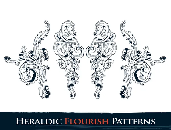 Set heraldische bloeien patronen — Stockvector