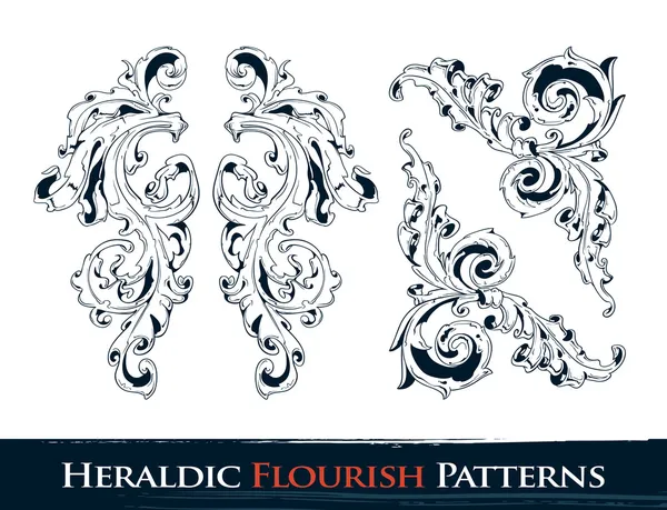 Ensemble de motifs florissants héraldiques — Image vectorielle