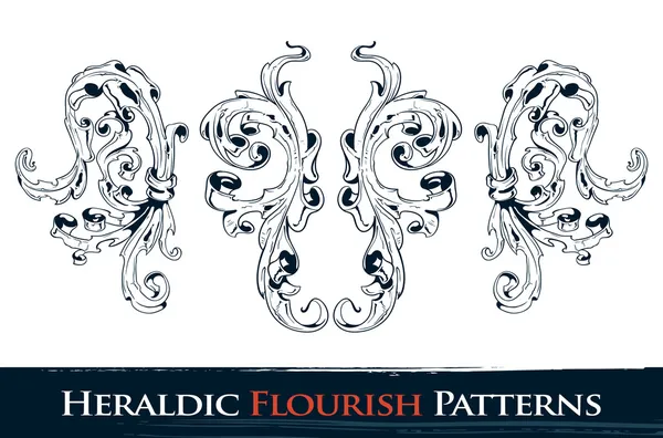 Set of heraldic flourish patterns — Stock Vector