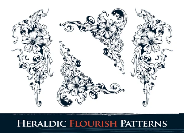 Reihe heraldischer Blütenmuster — Stockvektor