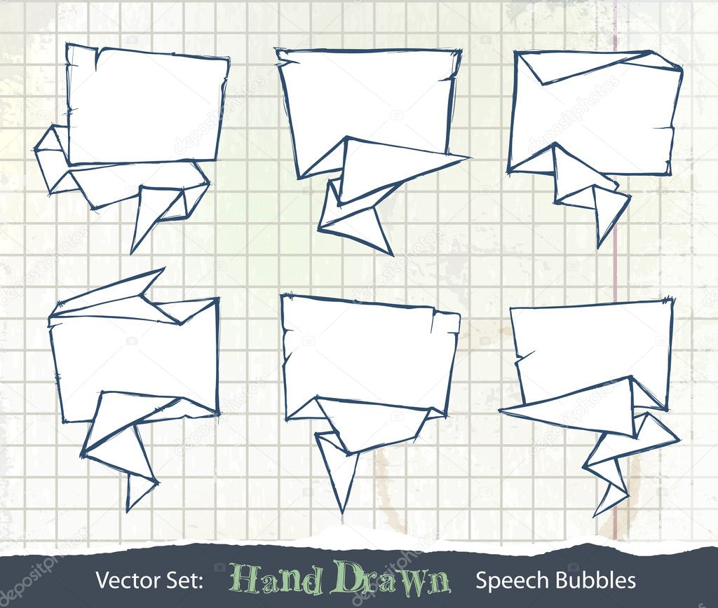 Set of hand-drawn speech bubbles