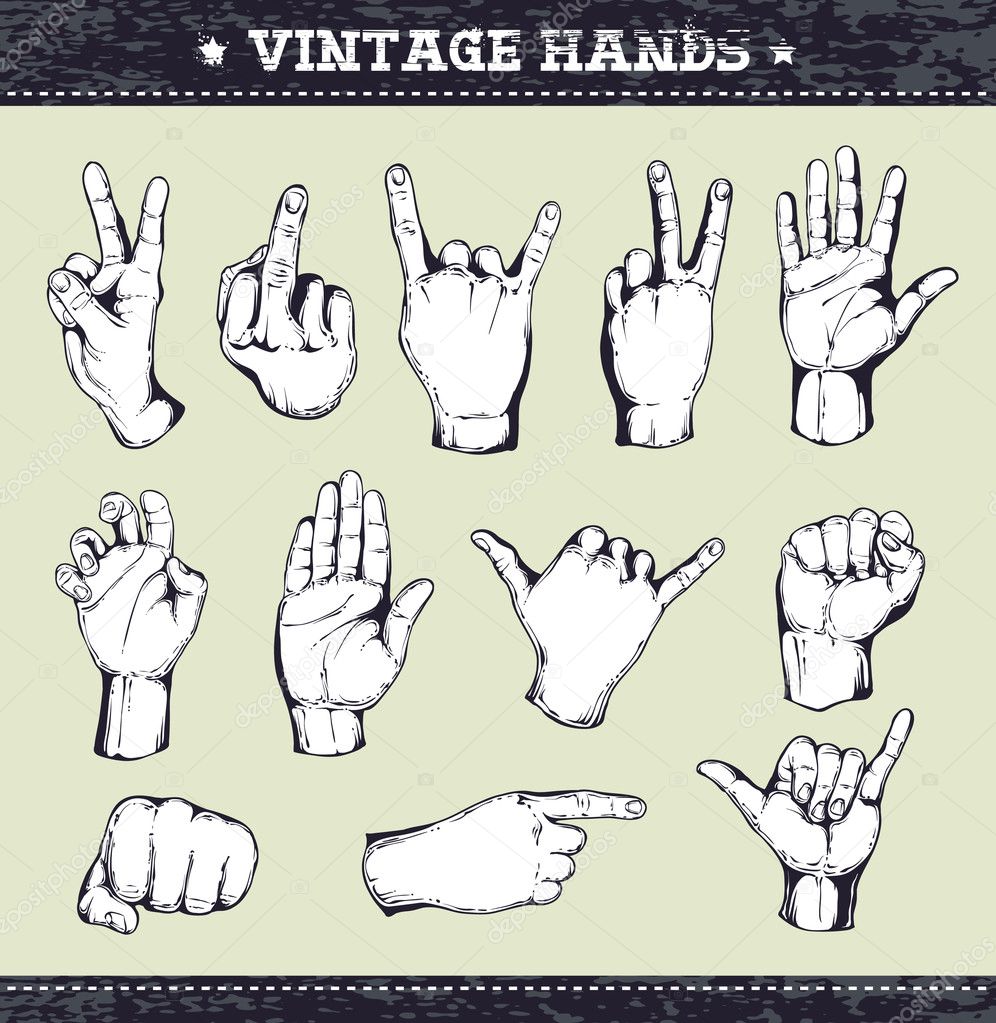 Set of vintage hands