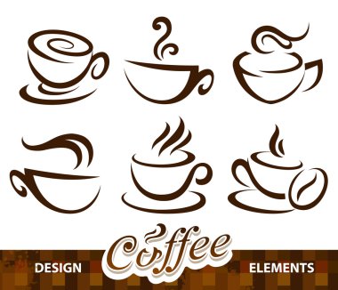 kahve tasarım öğeleri kümesi vektör