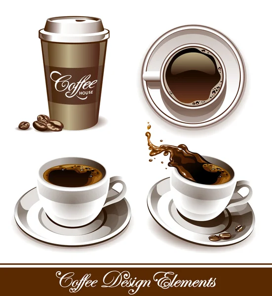 Conjunto de vetor de xícaras de café — Vetor de Stock