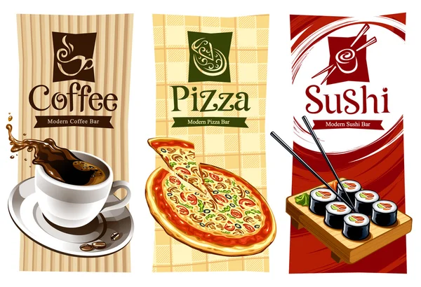 Plantilla diseños de banners de alimentos — Vector de stock