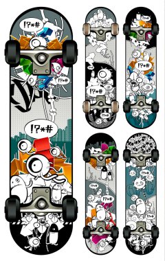 Vector set of graffiti skateboards styles clipart