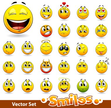 Vector set of cute smile-balls clipart