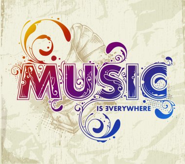Hand drawn music lettering clipart