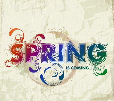 Hand drawn spring lettering clipart
