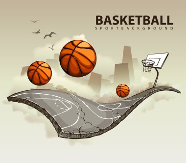 Vector illustration of surreal basketball court clipart