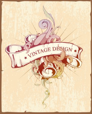 Vintage design of ribbon with beautiful pattern clipart