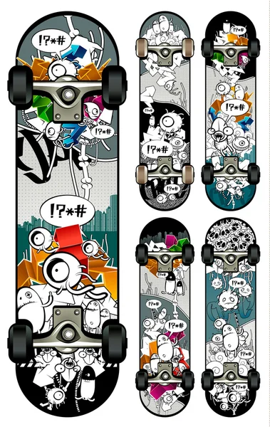 Векторный набор граффити-скейтбордов — стоковый вектор