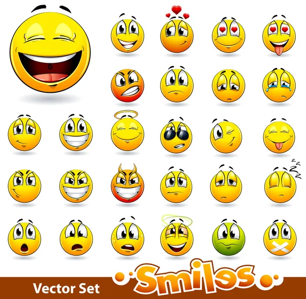 Vector set van schattige glimlach-ballen — Stockvector