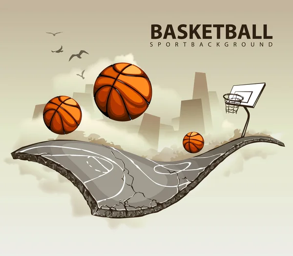 Vector illustration of surreal basketball court — Stock Vector