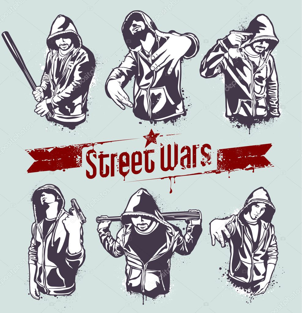 Vector set of hoody gangsters Stock Vector by ©Vecster 7491418