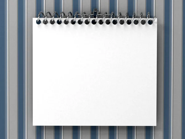 Белый пустой блокнот над полосатыми обоями — стоковое фото