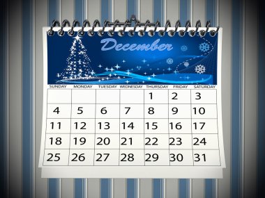 Christmas december calendar on wall clipart