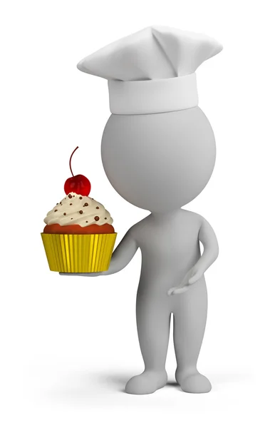 3d pequeno - confeiteiro com cupcake — Fotografia de Stock
