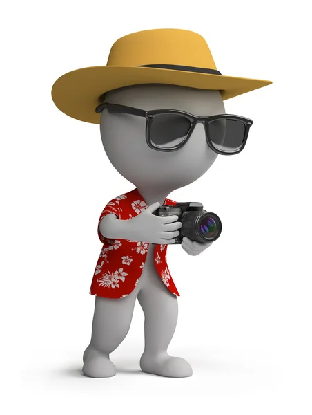 3d piccolo - turista con una macchina fotografica — Foto Stock