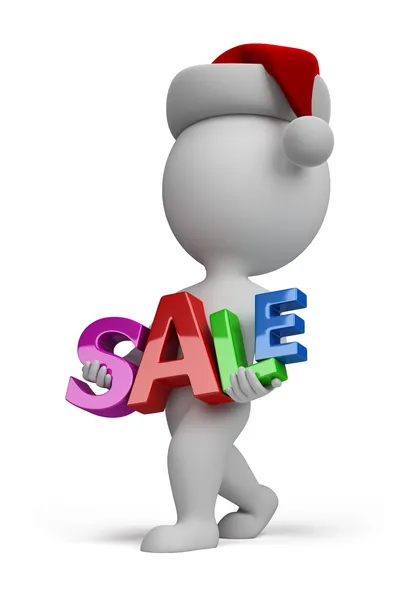 3d small - Santa carries sign SALE — Stock Photo, Image