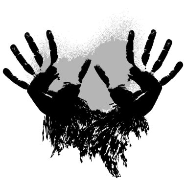 Print of two grunge hands clipart