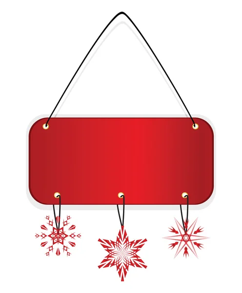 Distintivo natalizio rosso con fiocchi di neve . — Vettoriale Stock