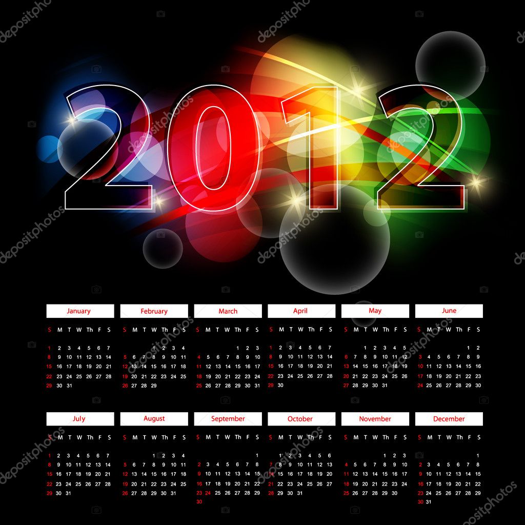 Bright 2012 Calendar — Stock Vector © Marivlada 6869669