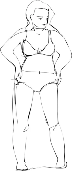 Sketch of a girl in a swimsuit at the beach — Stock Photo, Image