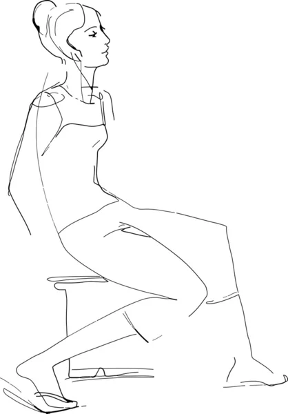 Szkic dziewczyna siedzi na krześle — Wektor stockowy