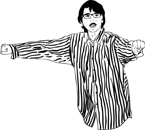 Man met bril in een striped shirt — Stockvector