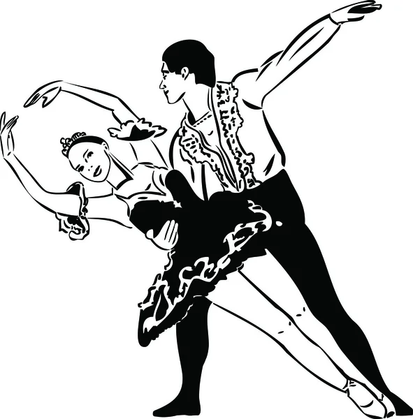 Esquisse danse ballet couples — Image vectorielle