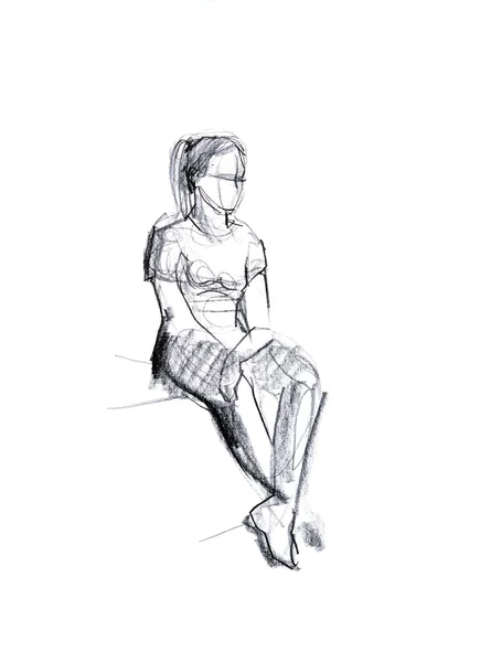 Девушка, сидящая на корточках — стоковое фото