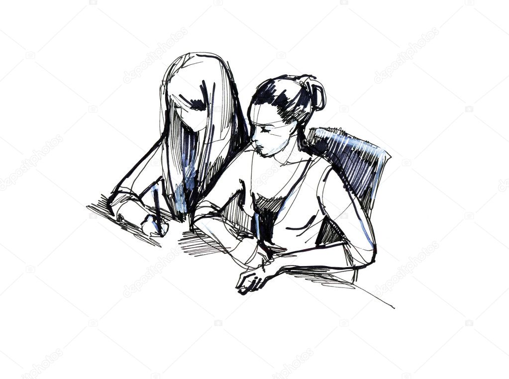 Two Girls In The Classroom At A Desk Stock Photo C Artex67 7255739